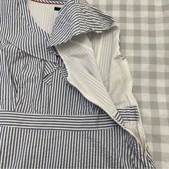 Tommy Hilfiger NWT dress white blue stripes 100%cotton sleeveless V neck size 14 - Picture 9 of 12